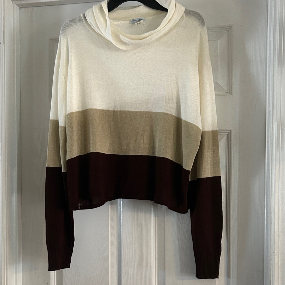 Stylish Cowl Neck Colorblock Sweater